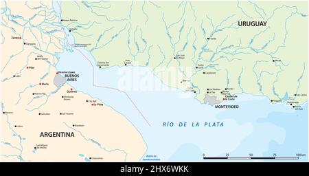 vector map of the Rio de la Plata, Argentina, Uruguay Stock Vector