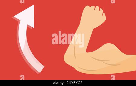 Men's arm with increased strength. Strength training and power. Editable vectors. Stock Vector