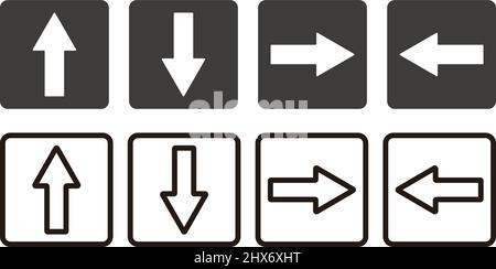 Up, down, left, right arrow icon set. Orientation and direction. Editable vectors. Stock Vector