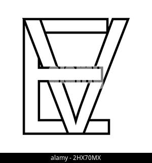 Logo sign ev ve icon nft, ev interlaced letters e v Stock Vector