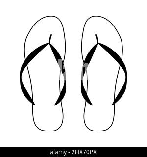 Flip flop sandal icon, flip flops shoes for summer line slipper Stock Vector