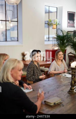 Group of women at meeting in cafe Stock Photo