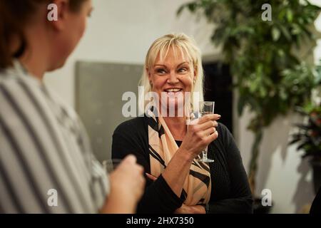 Two women at meeting in cafe Stock Photo