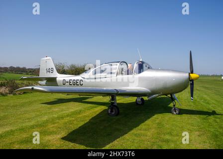 Focke-Wulf FWP-149 plane D-EGEC at Royal Aero Club RAeC Air Race Series at Great Oakley airfield, Essex, UK. Licence built Piaggio P-149 Stock Photo