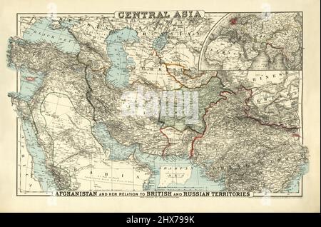 Central Asia by G.W. & C.B. Colton & Co. 1885. Middle East - South Asia - Arabia. 1885. Stock Photo