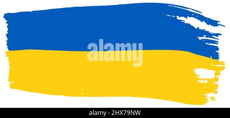 Flag of Ukraine Brush strokes. Hand drawn sketch. Doodle style Vector illustration Stock Vector