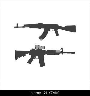 Gun Automatic Weapon AK47 M16. Vector Stock Vector