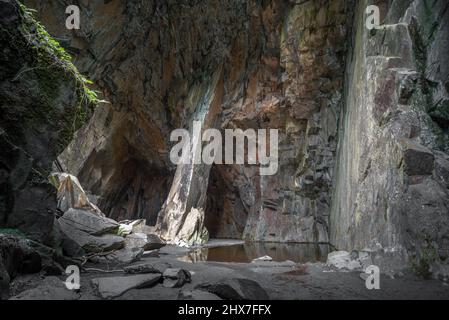 Inside Cathedral Cavern in Little Langdale Cumbria Stock Photo