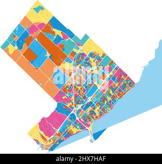 Colorful vector map of Burlington, Ontario, Canada. Art Map template ...