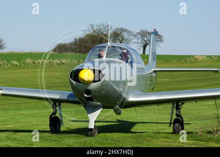 Focke-Wulf FWP-149 plane D-EGEC at Royal Aero Club RAeC Air Race Series at Great Oakley airfield, Essex, UK. Licence built Piaggio P-149 Stock Photo