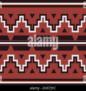 Navajo style seamless pattern, made in vector. Red orange, brown, white- original colors of navajo textile. Stock Vector