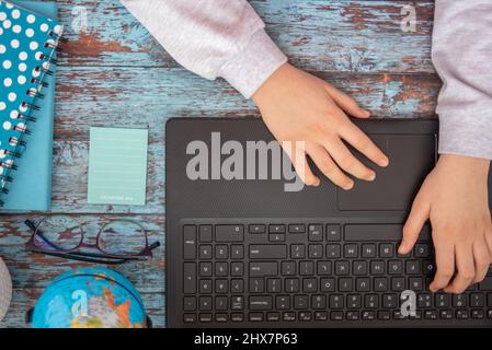 Top view of a desk Stock Photo