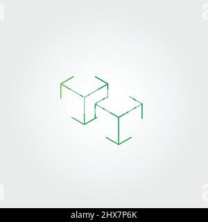 Vector illustration on 3D square elements Stock Vector