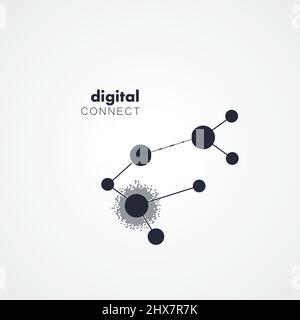 Abstract network minimalistic design with connected lines and dots Stock Vector