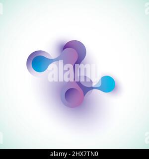 Creative molecule or atom connect design with color circles and lines Stock Vector