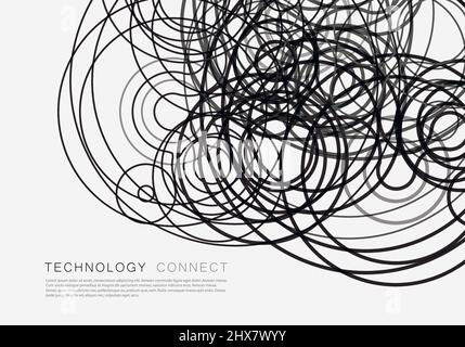 Vector illustration tangled lines on white background Stock Vector