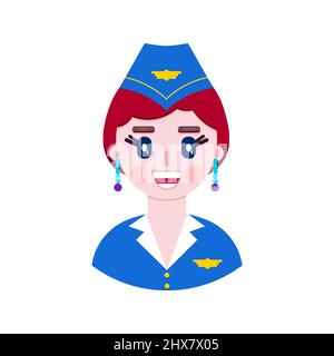 Woman fly attendant in flat style. Stock Vector