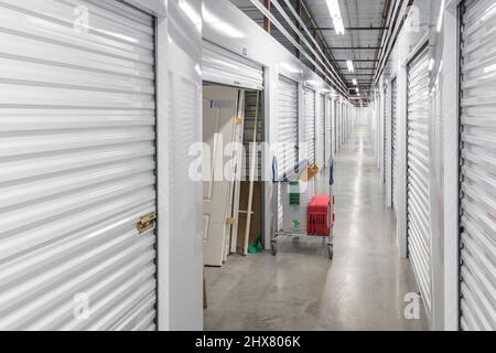 A persons possessions in self storage facility, New Jersey, USA Stock Photo