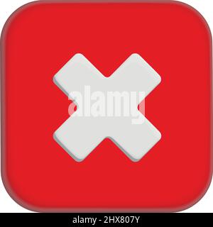 Red cross mark symbols icon element. Symbol No or X shape button for correct sign in square not approved. Vector illustration Stock Vector