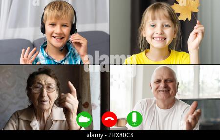 Childen having online school distance learning today Stock Photo
