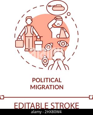 Political migration terracotta concept icon Stock Vector