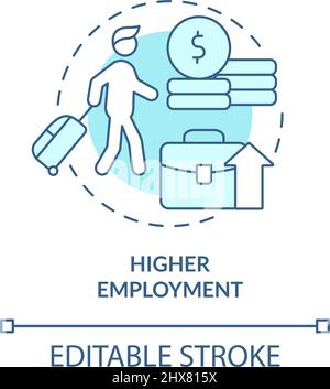 Higher employment turquoise concept icon Stock Vector