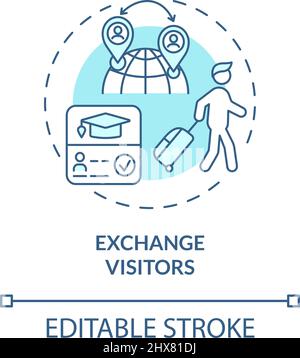 Exchange visitors turquoise concept icon Stock Vector