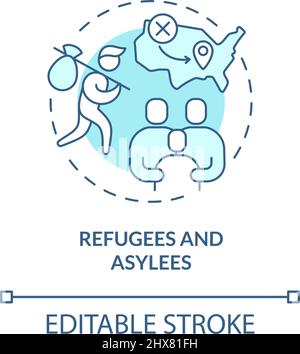 Refugees and asylees turquoise concept icon Stock Vector