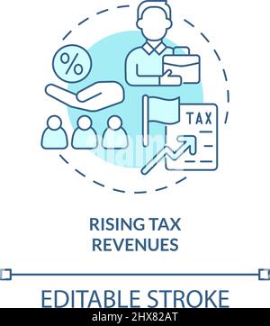 Rising tax revenues turquoise concept icon Stock Vector