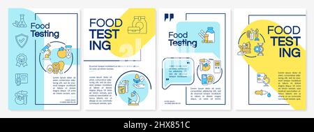 Food products evaluation blue and yellow brochure template Stock Vector