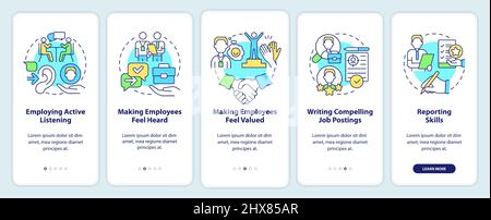 HR professional skills onboarding mobile app screen Stock Vector