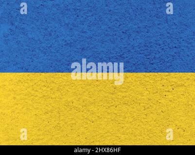 Blue and yellow color old concrete texture. Ukrainian flag simple background. Stock photo Stock Photo