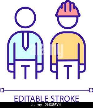 White-collar and blue-collar workers RGB color icon Stock Vector