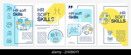 HR soft skills blue and yellow brochure template Stock Vector