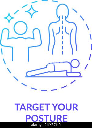 Target your posture blue gradient concept icon Stock Vector