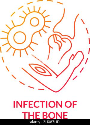 Infection of bone red gradient concept icon Stock Vector