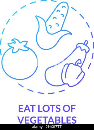 Eat lots of vegetables blue gradient concept icon Stock Vector