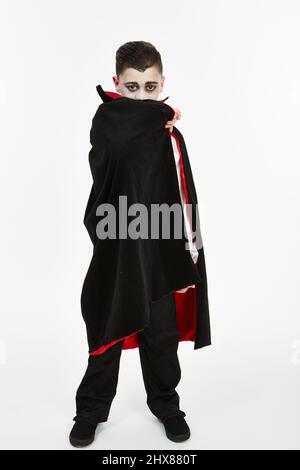 Kid/Model dressed as a Vampire for Halloween Stock Photo