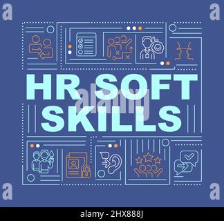 HR soft skills word concepts dark blue banner Stock Vector