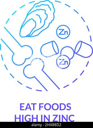 Eat foods high in zinc blue gradient concept icon Stock Vector