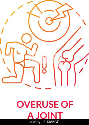 Overuse of joint red gradient concept icon Stock Vector