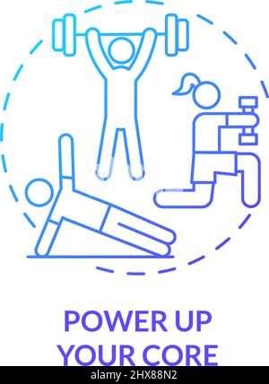 Power up your core blue gradient concept icon Stock Vector