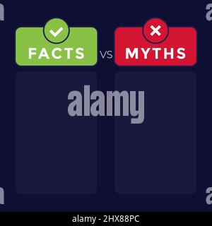 facts vs myths concept, flat vector design Stock Vector
