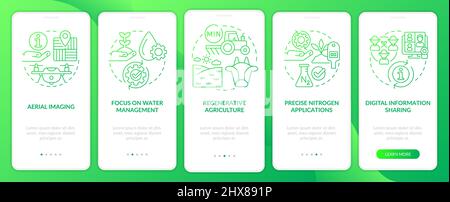 Trends in agriculture green gradient onboarding mobile app screen Stock Vector