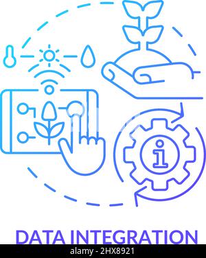 Data integration blue gradient concept icon Stock Vector