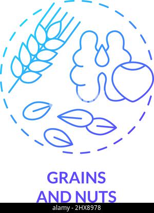 Grains and nuts blue gradient concept icon Stock Vector