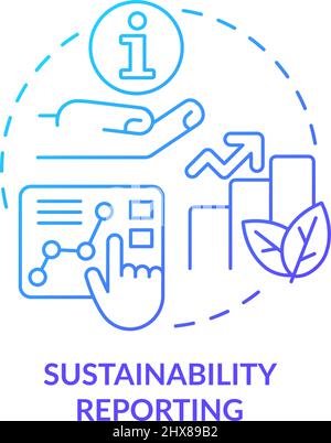 Sustainability reporting blue gradient concept icon Stock Vector