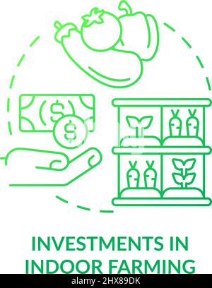 Investments in indoor farming green gradient concept icon Stock Vector