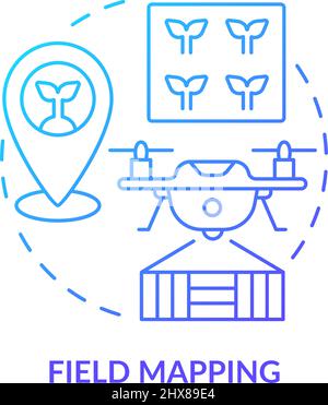Field mapping blue gradient concept icon Stock Vector