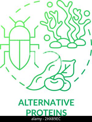 Alternative proteins green gradient concept icon Stock Vector